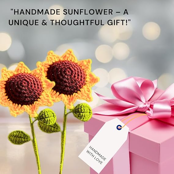 Handmade Crochet Sunflower | Aesthetic Flower Gift & Decor piece - Image 3