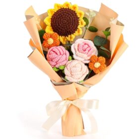 Handmade crochet flowers bouquet