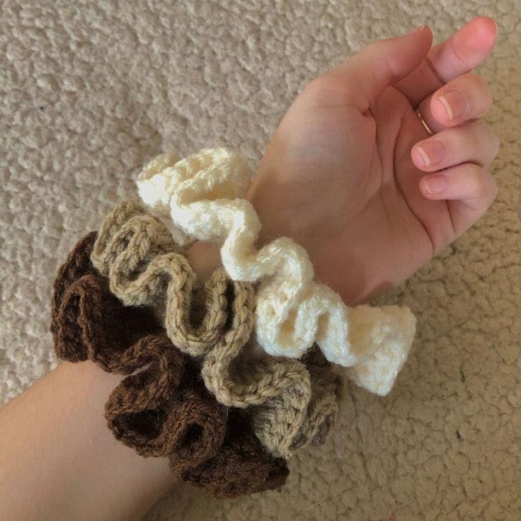Crochet hair scrunchies