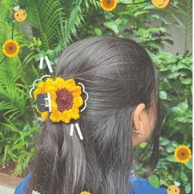 Crochet Sunflower Hair Clutcher