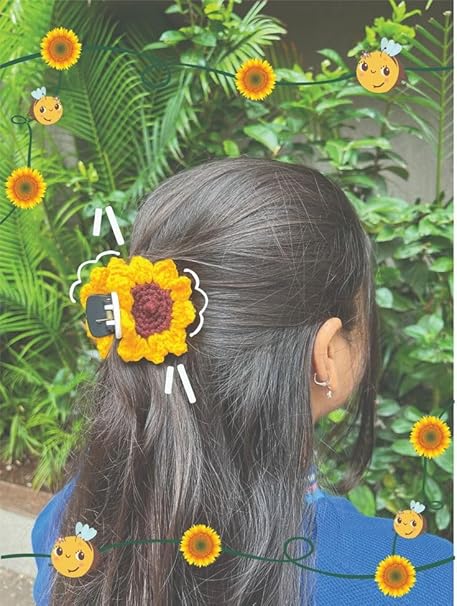 Crochet Sunflower Hair Clutcher