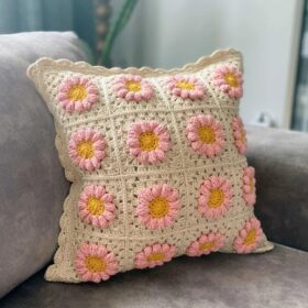 Crochet cushion cover