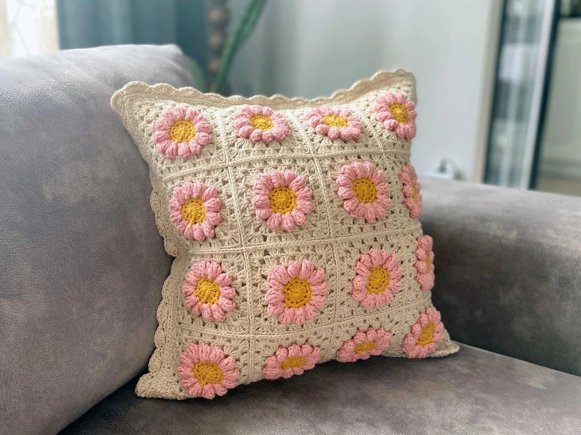 Crochet cushion cover