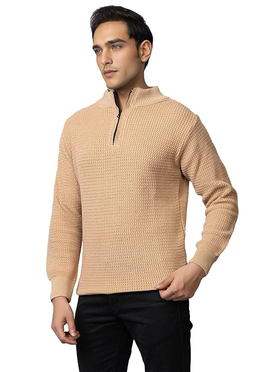 Men waffle knitted sweater