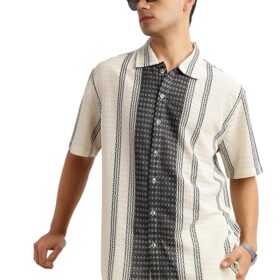 Men's crochet textured shirt