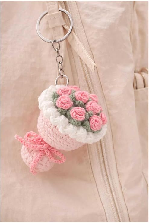 crochet flower bouquet keychain