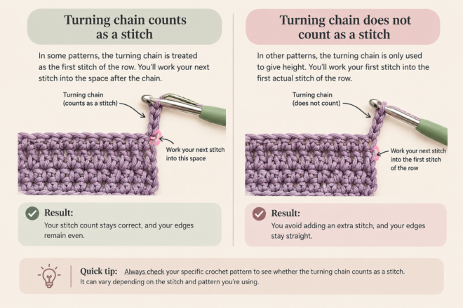 crochet turning chain comparison